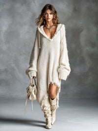Camilla | Abito midi in felpa con cappuccio