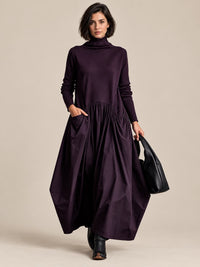 Ludovica | Abito lungo oversize con collo alto e tasche
