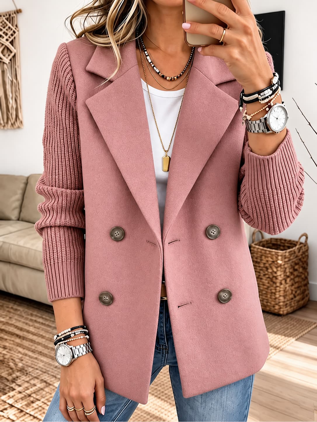 Carla | Blazer Elegante con Maniche in Maglia