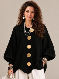 Stefania | Cardigan oversize con collo e bottoni metallici