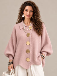 Stefania | Cardigan oversize con collo e bottoni metallici