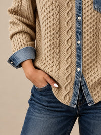 Ambra | Top in maglia patchwork con dettagli in denim