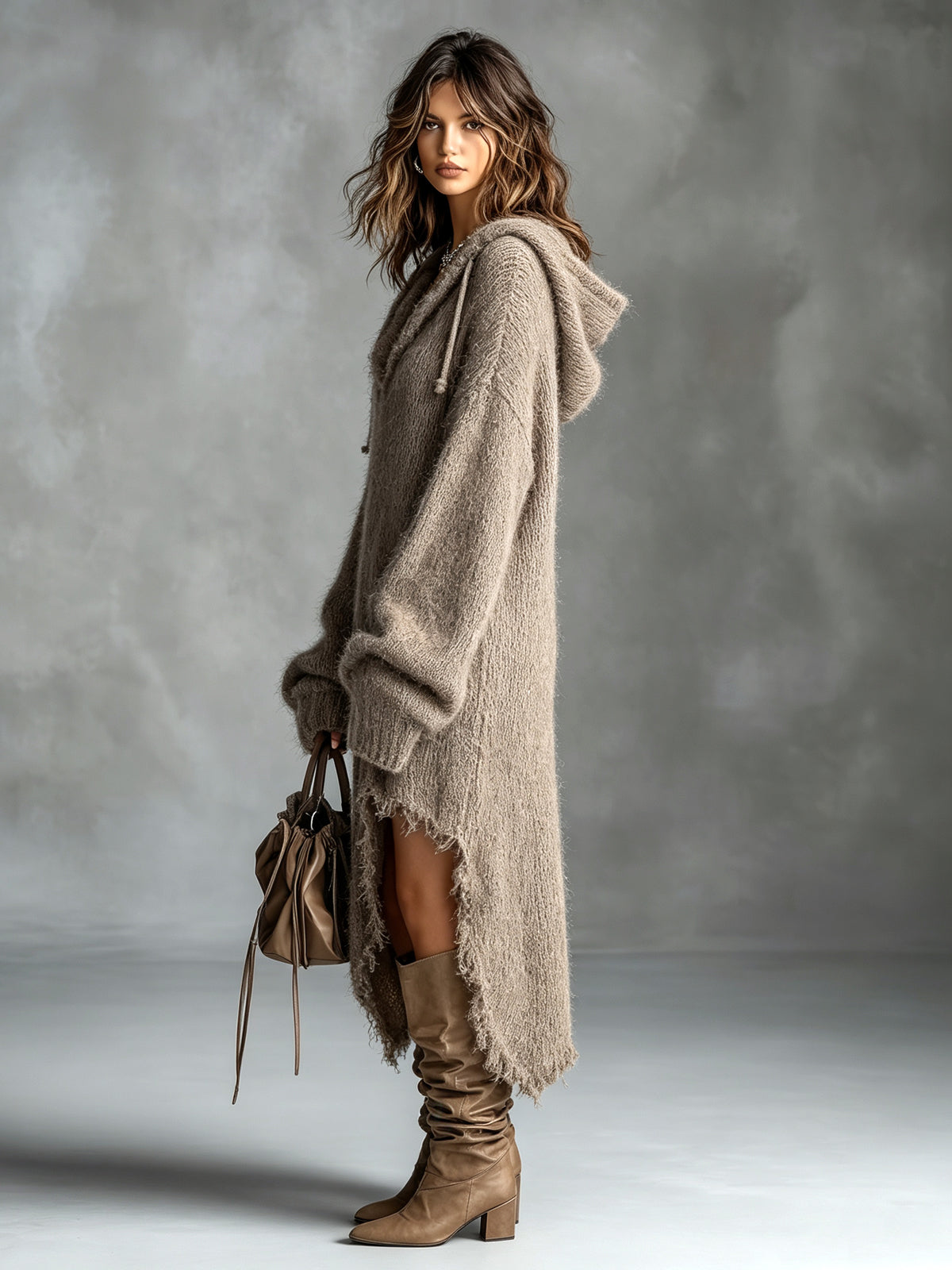 Camilla | Abito midi in felpa con cappuccio