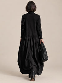 Ludovica | Abito lungo oversize con collo alto e tasche