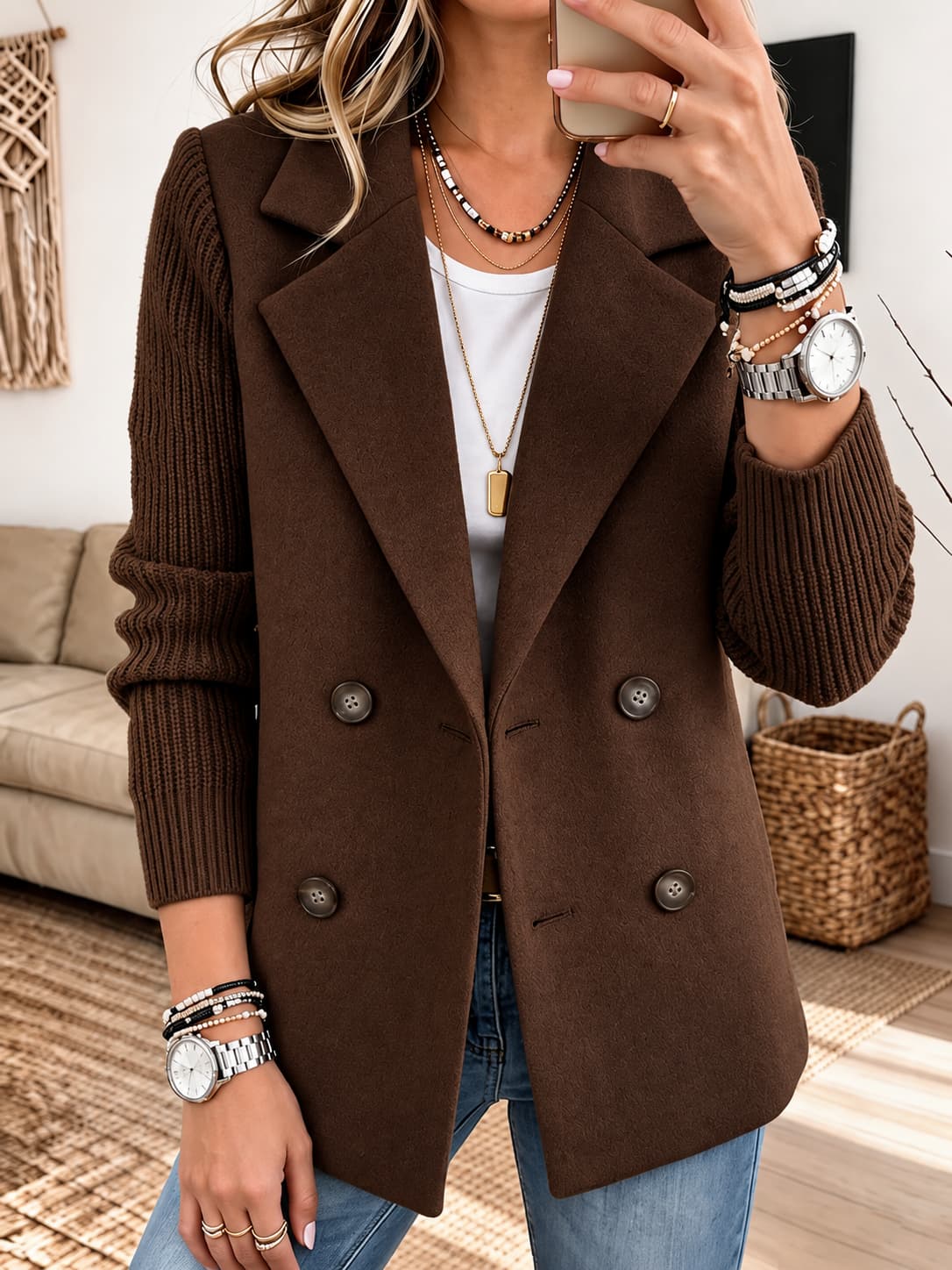 Carla | Blazer Elegante con Maniche in Maglia