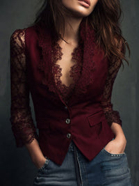 Noemi | Top blazer nero con maniche semitrasparenti