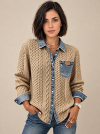 Ambra | Top in maglia patchwork con dettagli in denim