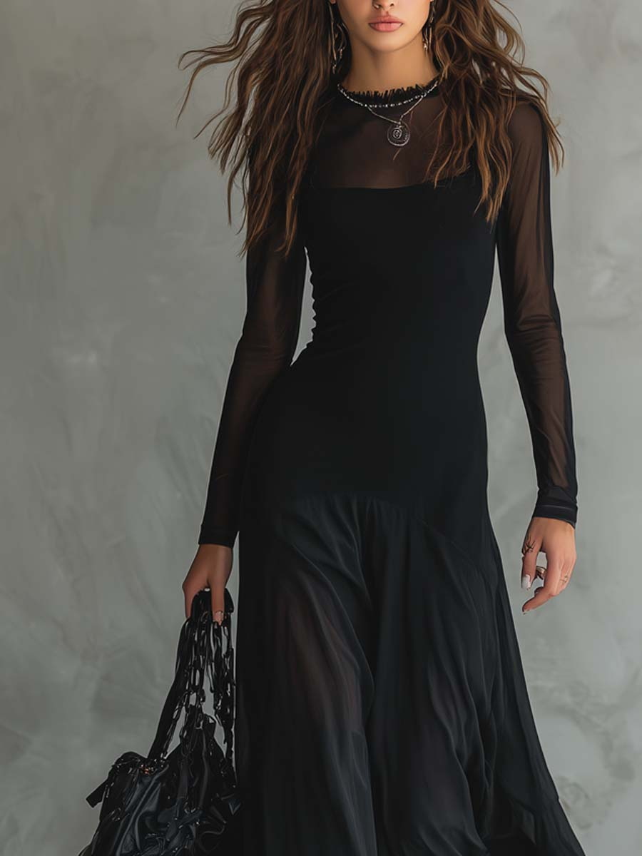 Neroa | Abito lungo e ampio in tulle nero