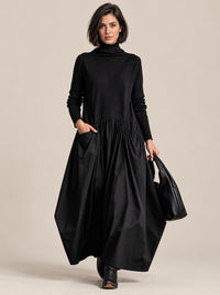 Ludovica | Abito lungo oversize con collo alto e tasche