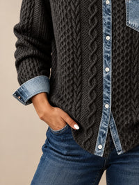 Ambra | Top in maglia patchwork con dettagli in denim