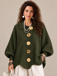 Stefania | Cardigan oversize con collo e bottoni metallici