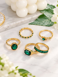 Zarina | Set di anelli dorati con smeraldo