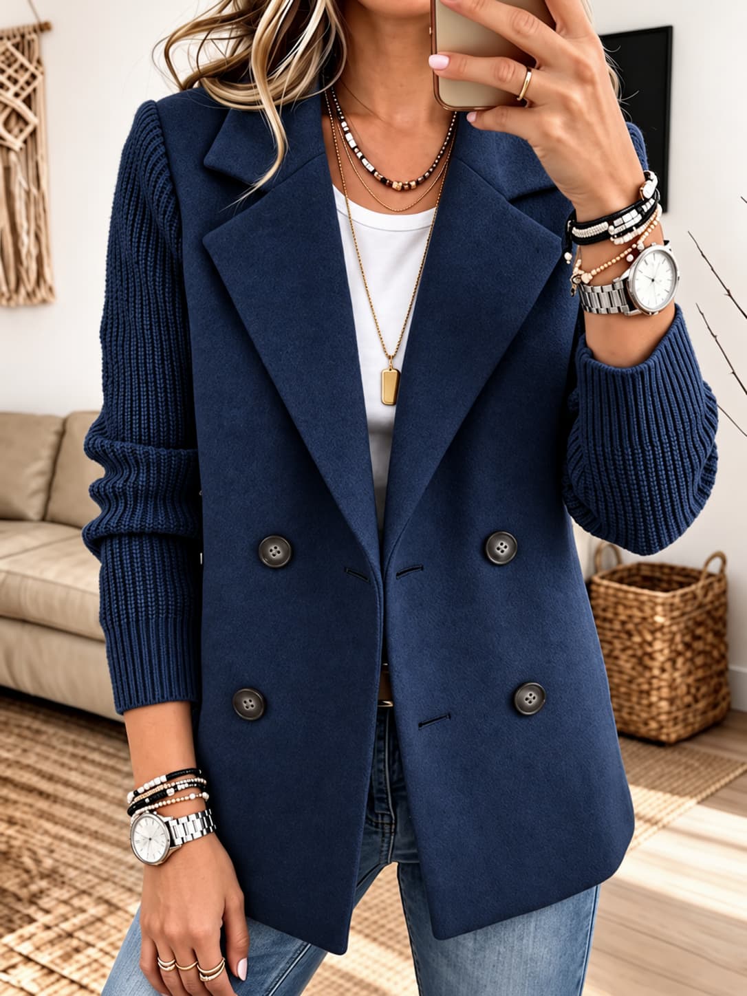 Carla | Blazer Elegante con Maniche in Maglia