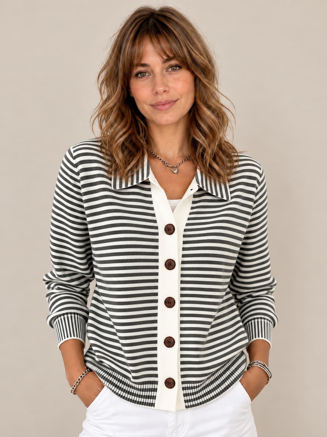 Nora | Cardigan a righe con bottoni