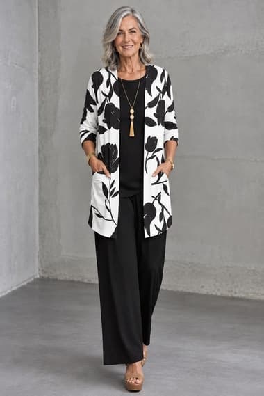 Marta | Completo da tre pezzi Classic Elegance | Nero e bianco
