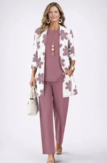 Bianca | Completo da tre pezzi Classic Elegance | Rosa antico