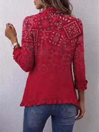 Clotilda |  Giacca in cashmere sfumato con volant