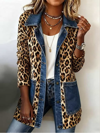 Lorena | Giacca lunga leopardata con denim